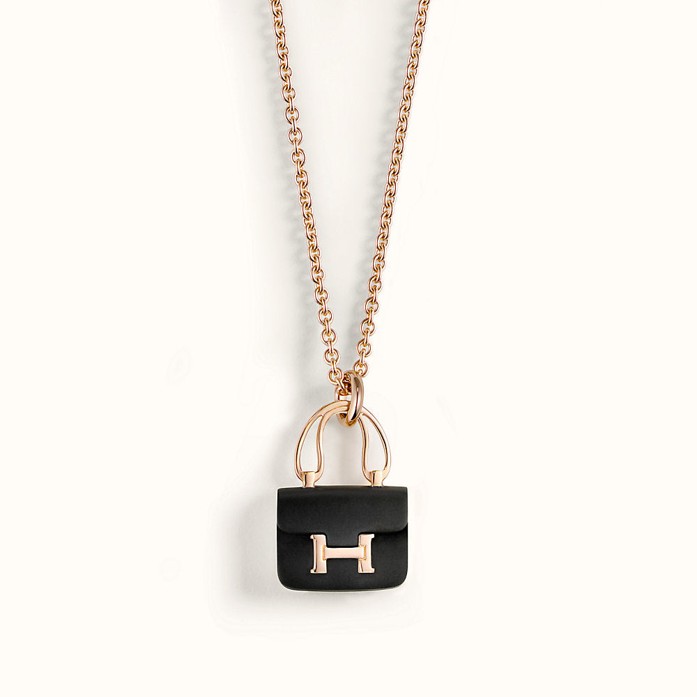[Lumi Jewellery]CONSTANCE BLACK PEDANT PINK GOLD NECKLACE