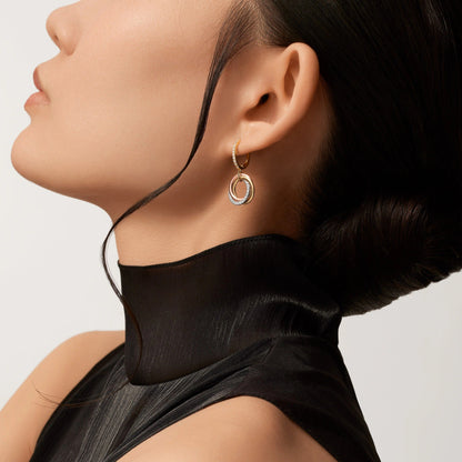 [Lumi Jewelery]TRINITY HALF DIAMOND  EARRINGS