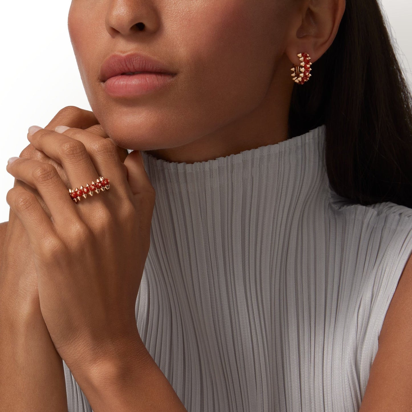 [Lumi Jewelery]CLASH 7.9MM AGATE CHALCEDONY EARRINGS
