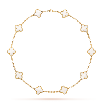 [Lumi Jewellery]CLOVER 10 MOTIFS WHITE MOTHER OF PEARL NECKLACE