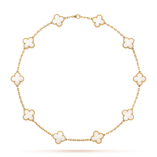 [Lumi Jewellery]CLOVER 10 MOTIFS WHITE MOTHER OF PEARL NECKLACE