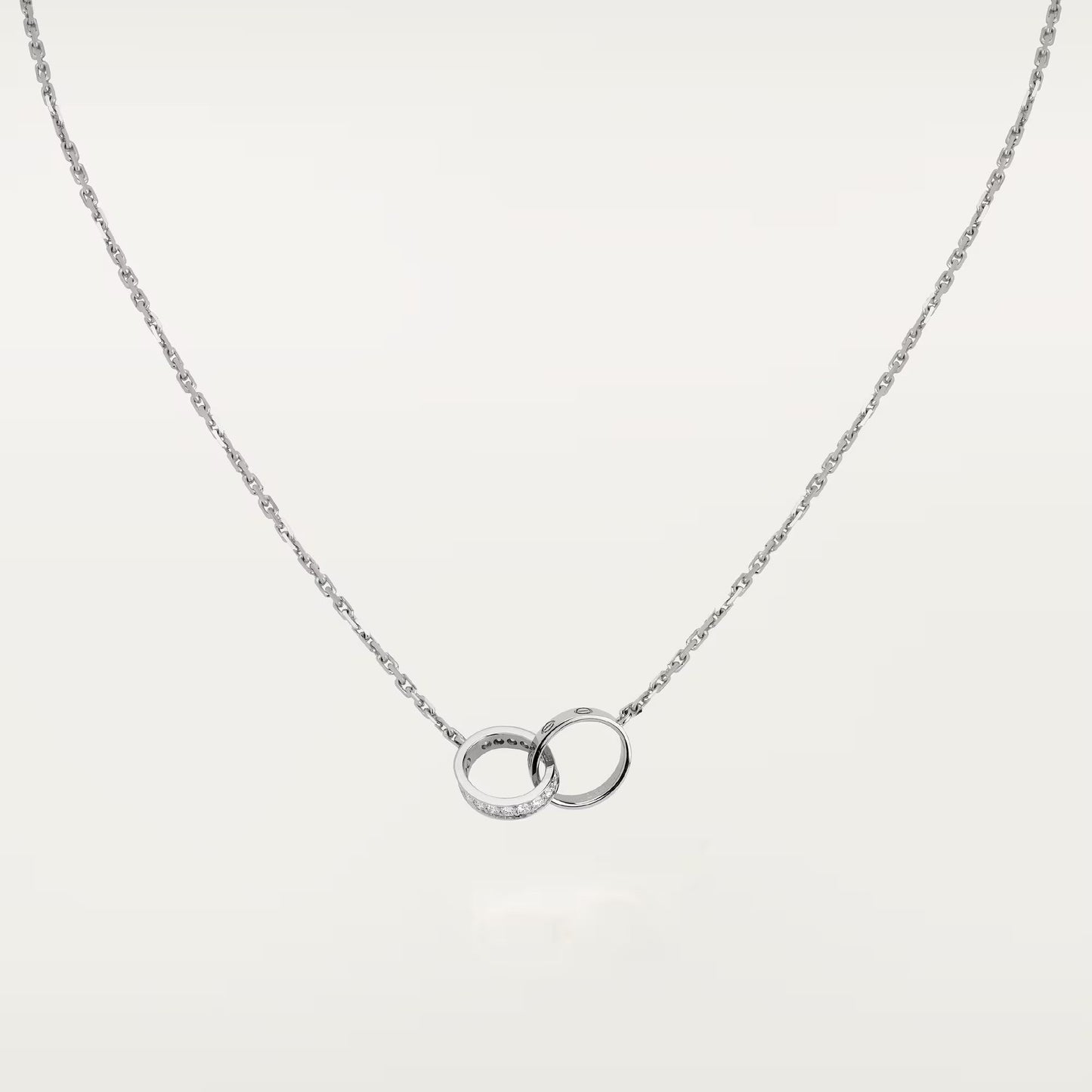 [Lumi Jewelery]LOVE DOUBLE RING HALF DIAMOND NECKLACE