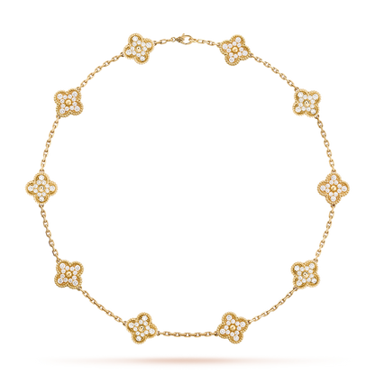 [Lumi Jewellery]CLOVER 10 MOTIFS DIAMOND NECKLACE