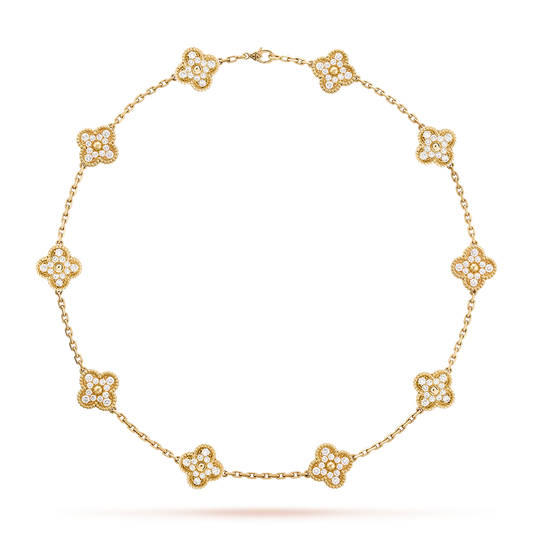 [Lumi Jewellery]CLOVER 10 MOTIFS DIAMOND NECKLACE