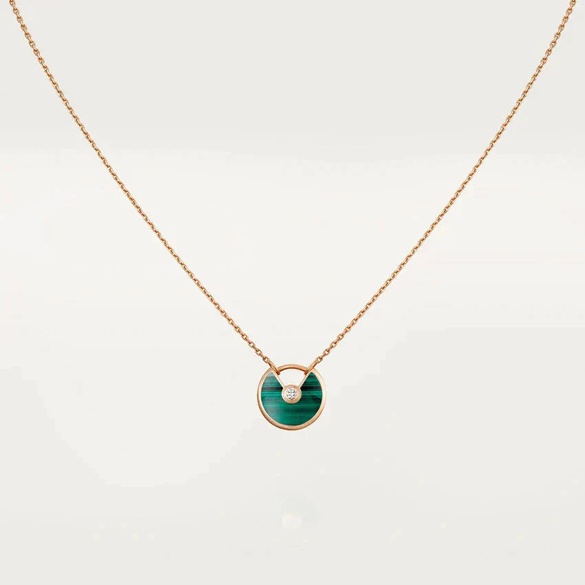 [Lumi Jewellery]AMULETTE ROSE GOLD MALACHITE NECKLACE