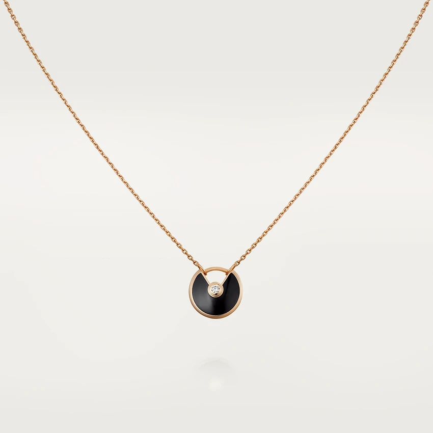 [Lumi Jewellery]AMULETTE ROSE GOLD ONYX NECKLACE