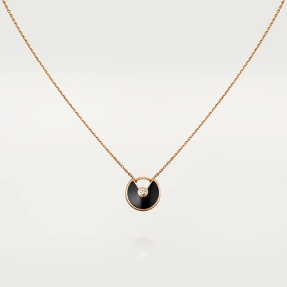 [Lumi Jewellery]AMULETTE ROSE GOLD ONYX NECKLACE