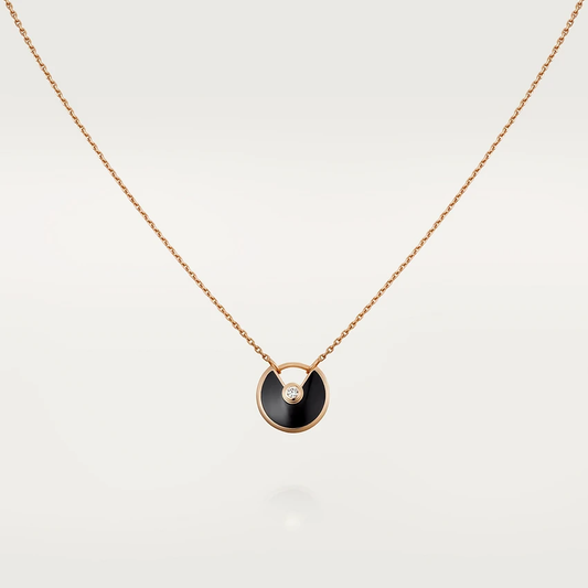 [Lumi Jewellery]AMULETTE ROSE GOLD ONYX NECKLACE