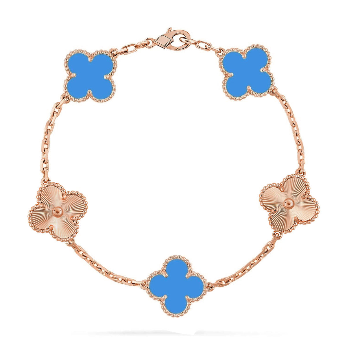 [Lumi Jewellery] CLOVER 5 MOTIF BLUE AGATE BRACELET COLLECTION