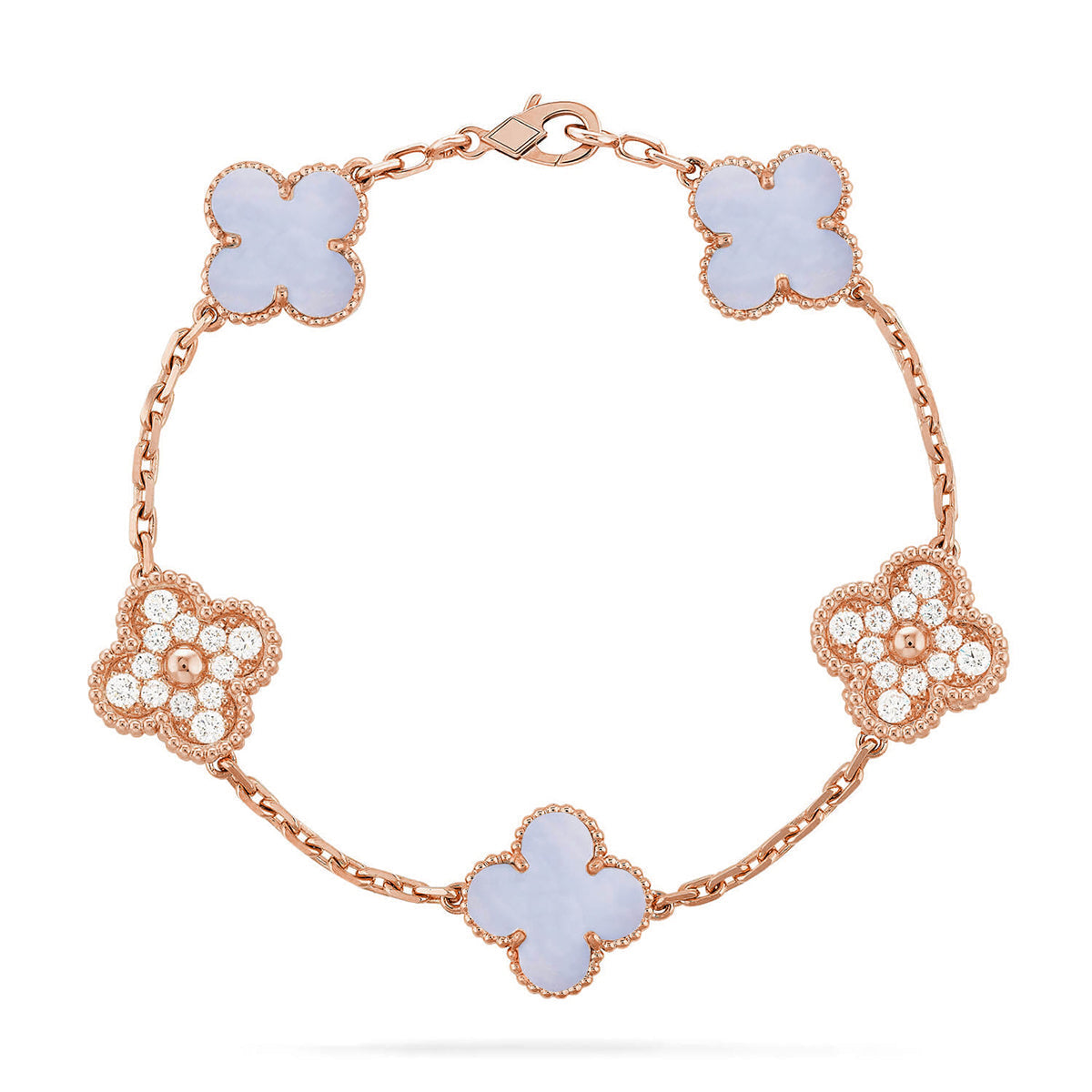 [Lumi Jewellery] CLOVER 5 MOTIF PURPLE CHALCEDONY BRACELET COLLECTION