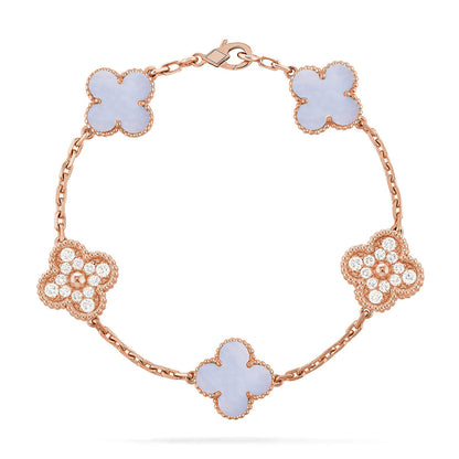 [Lumi Jewellery] CLOVER 5 MOTIF PURPLE CHALCEDONY BRACELET COLLECTION