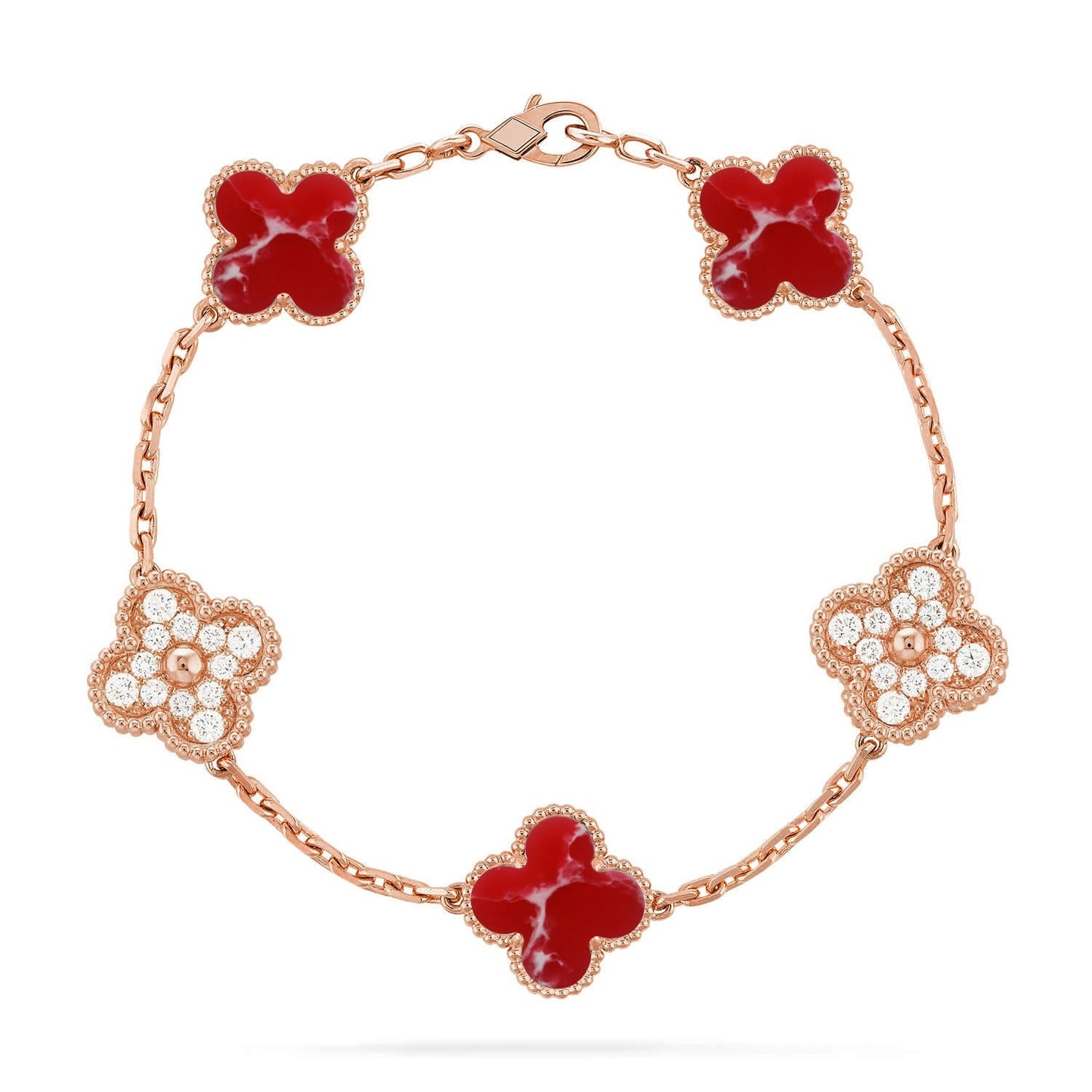 [Lumi Jewellery]CLOVER 5 MOTIF RED PATTERN BRACELET COLLECTION