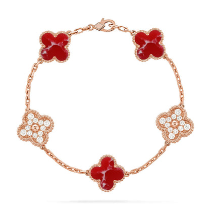 [Lumi Jewellery]CLOVER 5 MOTIF RED PATTERN BRACELET COLLECTION