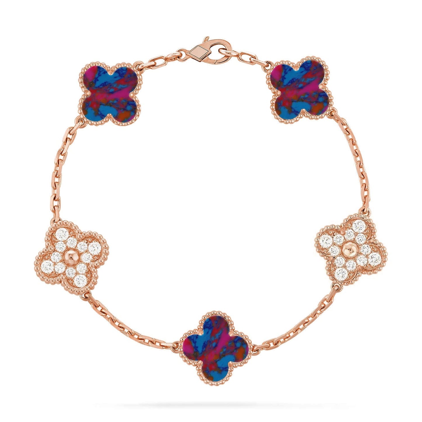 [Lumi Jewellery]CLOVER 5 MOTIF COLOR GEMSTONES BRACELET COLLECTION