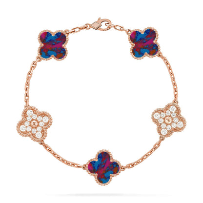 [Lumi Jewellery]CLOVER 5 MOTIF COLOR GEMSTONES BRACELET COLLECTION