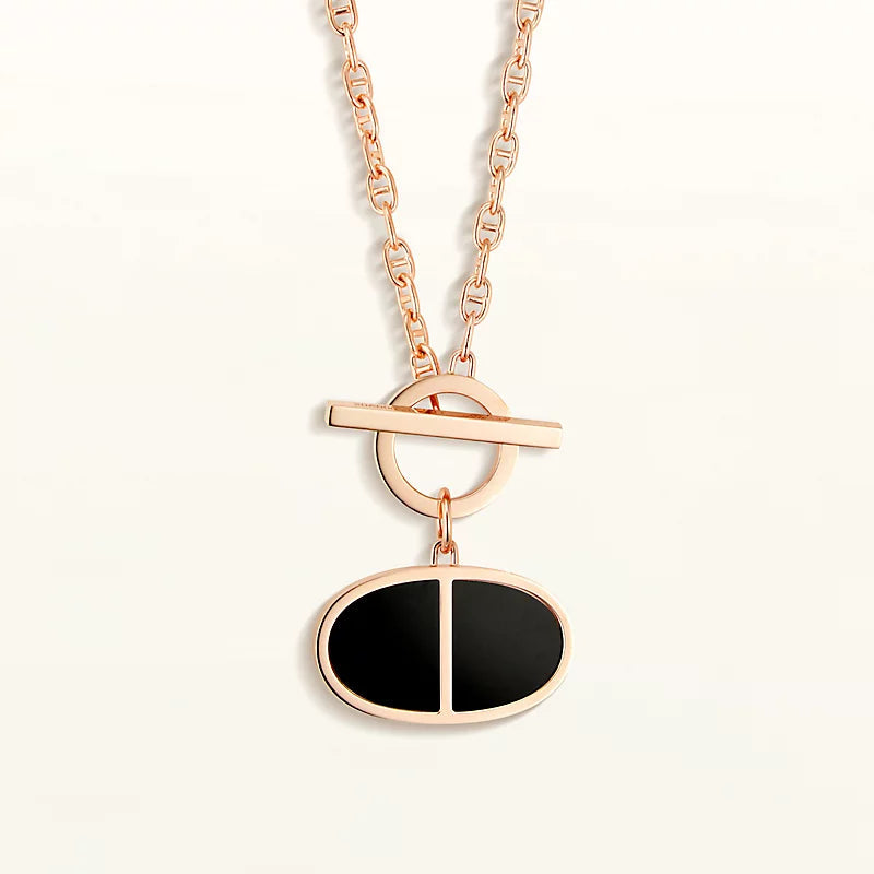 [Lumi Jewellery]CHAINE VERSO BLACK CERAMIC NECKLACE