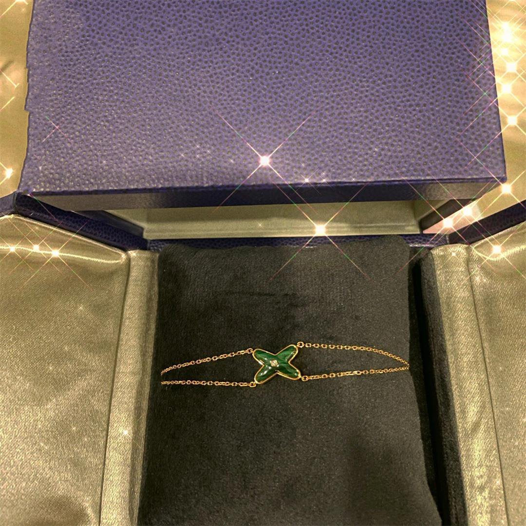 [Lumi Jewellery]JEUX BRACELET MALACHITE PINK GOLD 1 DIAMOND