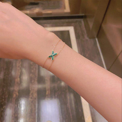 [Lumi Jewellery]JEUX BRACELET MALACHITE PINK GOLD 1 DIAMOND