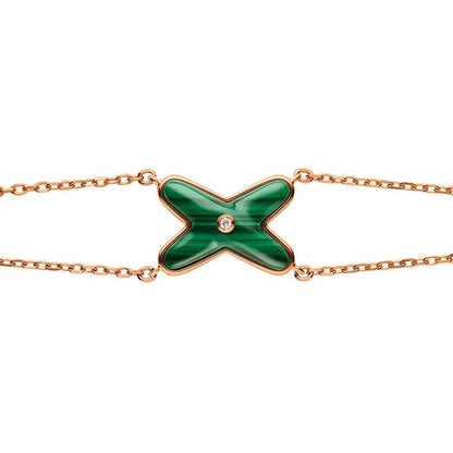 [Lumi Jewellery]JEUX BRACELET MALACHITE PINK GOLD 1 DIAMOND