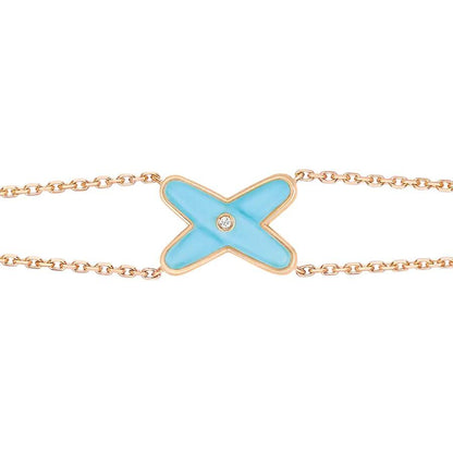 [Lumi Jewellery]JEUX BRACELET TURQUOISE PINK GOLD 1 DIAMOND