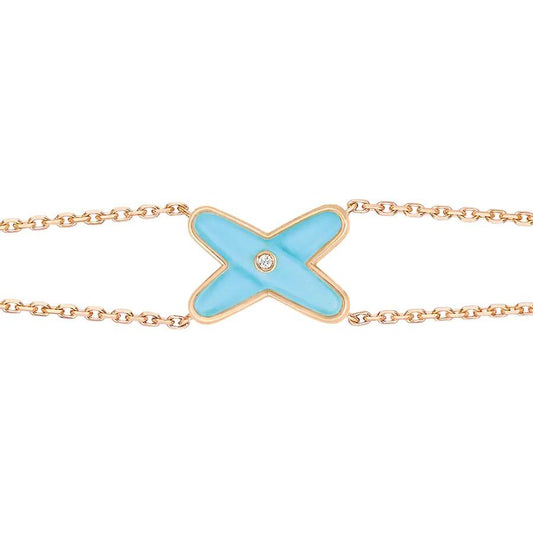 [Lumi Jewellery]JEUX BRACELET TURQUOISE PINK GOLD 1 DIAMOND