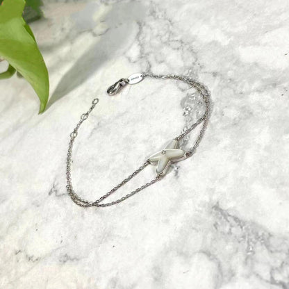 [Lumi Jewellery]JEUX BRACELET WHITE MOP SILVER 1 DIAMOND