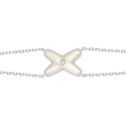 [Lumi Jewellery]JEUX BRACELET WHITE MOP SILVER 1 DIAMOND