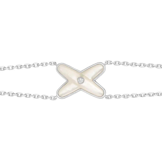 [Lumi Jewellery]JEUX BRACELET WHITE MOP SILVER 1 DIAMOND