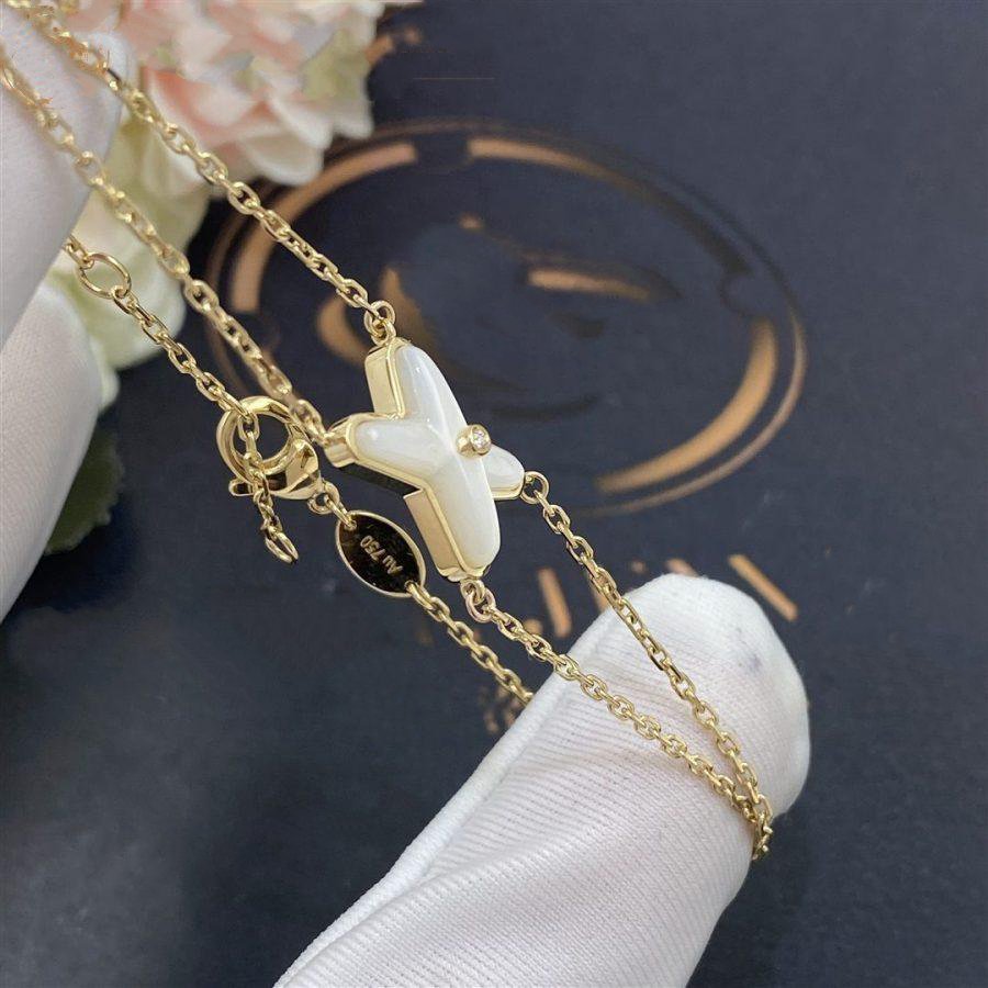 [Lumi Jewellery]JEUX BRACELET WHITE MOP GOLD 1 DIAMOND