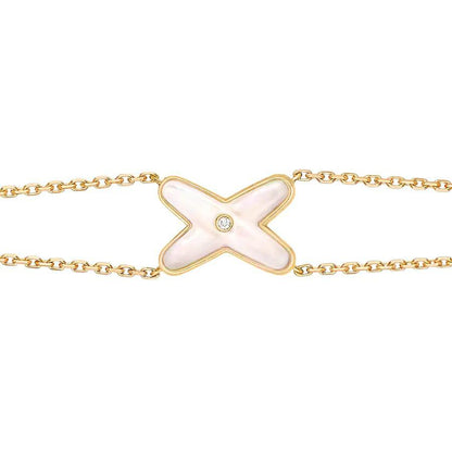 [Lumi Jewellery]JEUX BRACELET WHITE MOP GOLD 1 DIAMOND