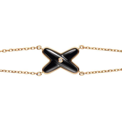 [Lumi Jewellery]JEUX BRACELET ONYX PINK GOLD 1 DIAMOND
