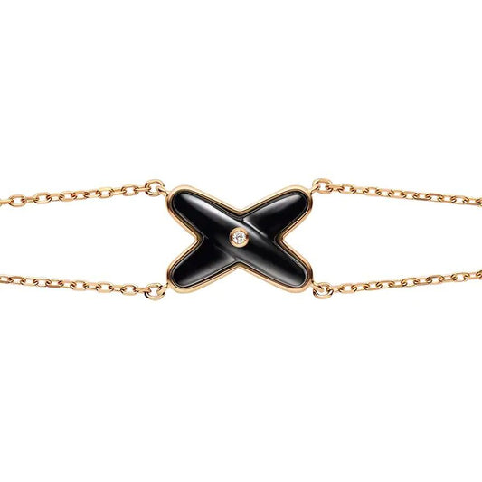 [Lumi Jewellery]JEUX BRACELET ONYX PINK GOLD 1 DIAMOND
