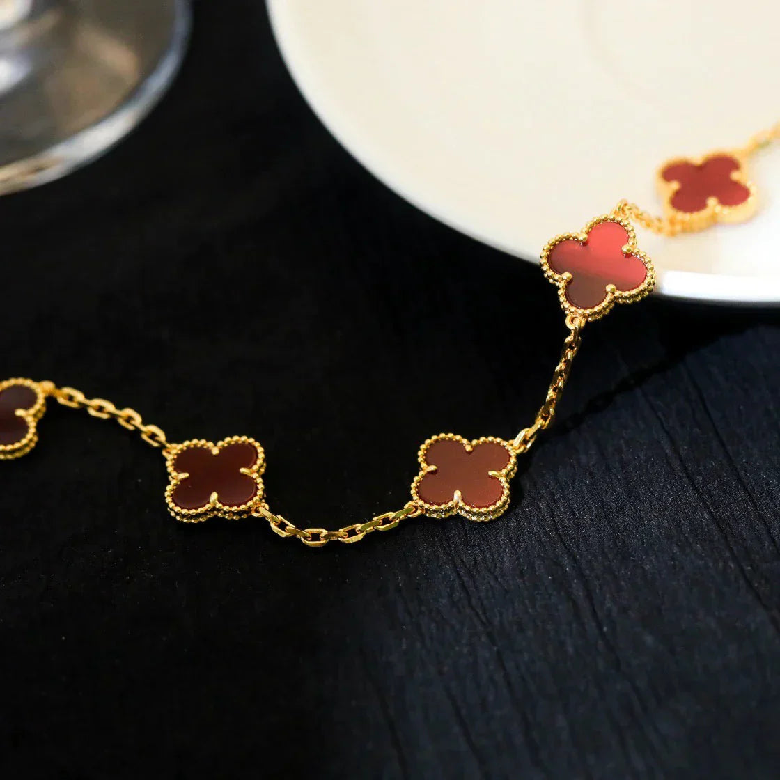 [Lumi Jewellery] CLOVER 5 MOTIF RED CORNELIAN BRACELET COLLECTION