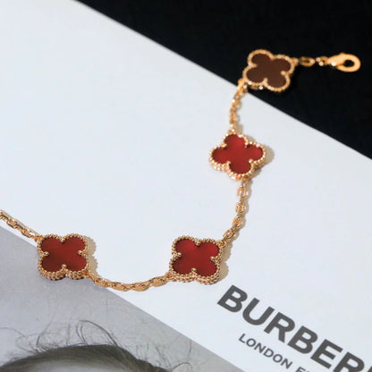 [Lumi Jewellery] CLOVER 5 MOTIF RED CORNELIAN BRACELET COLLECTION