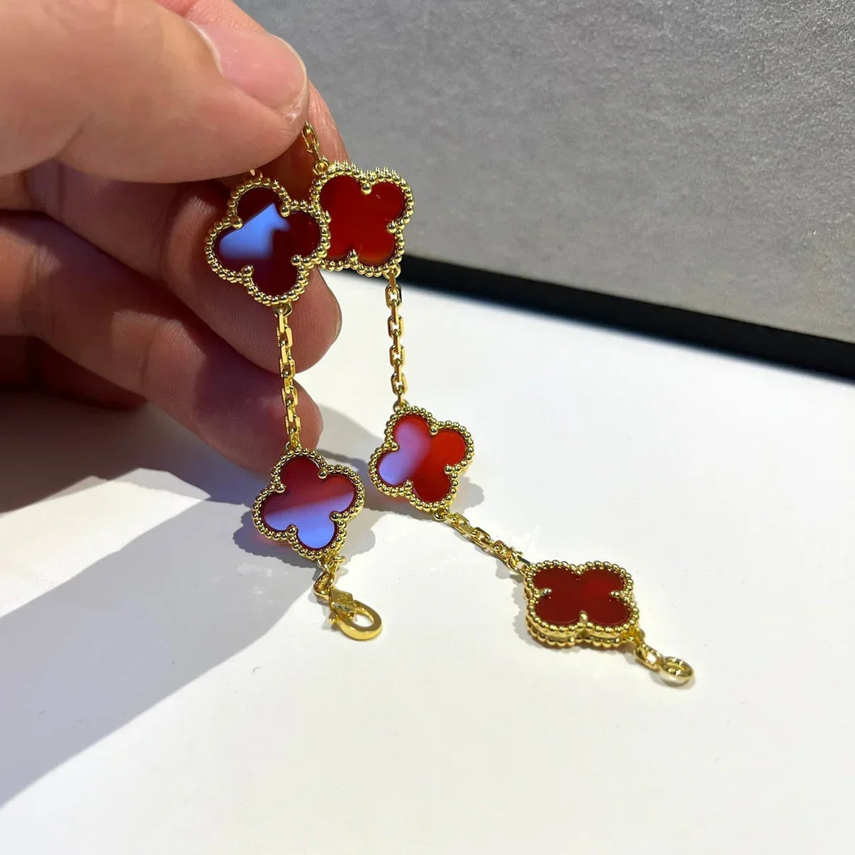 [Lumi Jewellery] CLOVER 5 MOTIF RED CORNELIAN BRACELET COLLECTION