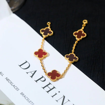 [Lumi Jewellery] CLOVER 5 MOTIF RED CORNELIAN BRACELET COLLECTION