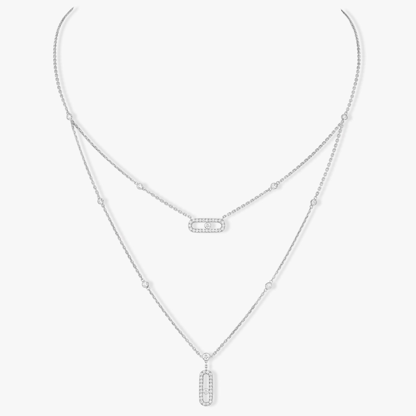 [Lumi]MOVE 2 ROW DIAMOND NECKLACE