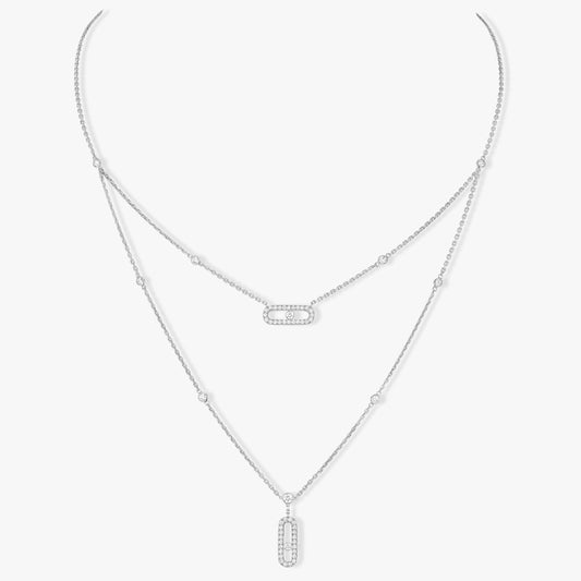 [Lumi]MOVE 2 ROW DIAMOND NECKLACE