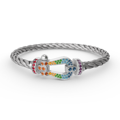 [Lumi Jewellery]FORC LARGE HORSESHOE  COLORED DIAMOND BRACELET SILVER