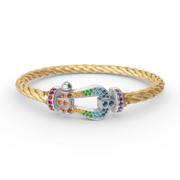 [Lumi Jewellery]FORC LARGE HORSESHOE  COLORED DIAMOND BRACELET SILVER