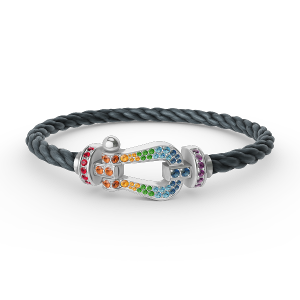 [Lumi Jewellery]FORC LARGE HORSESHOE  COLORED DIAMOND BRACELET SILVER