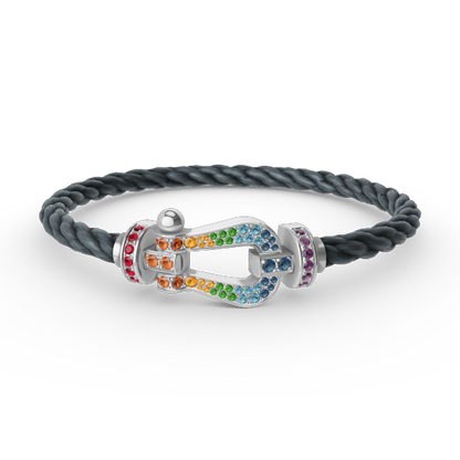 [Lumi Jewellery]FORC LARGE HORSESHOE  COLORED DIAMOND BRACELET SILVER