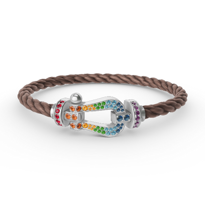 [Lumi Jewellery]FORC LARGE HORSESHOE  COLORED DIAMOND BRACELET SILVER
