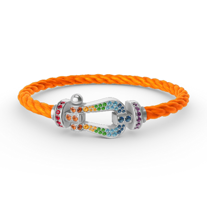 [Lumi Jewellery]FORC LARGE HORSESHOE  COLORED DIAMOND BRACELET SILVER