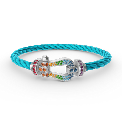 [Lumi Jewellery]FORC LARGE HORSESHOE  COLORED DIAMOND BRACELET SILVER