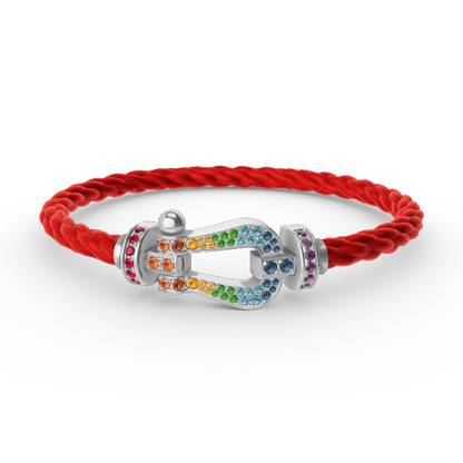 [Lumi Jewellery]FORC LARGE HORSESHOE  COLORED DIAMOND BRACELET SILVER