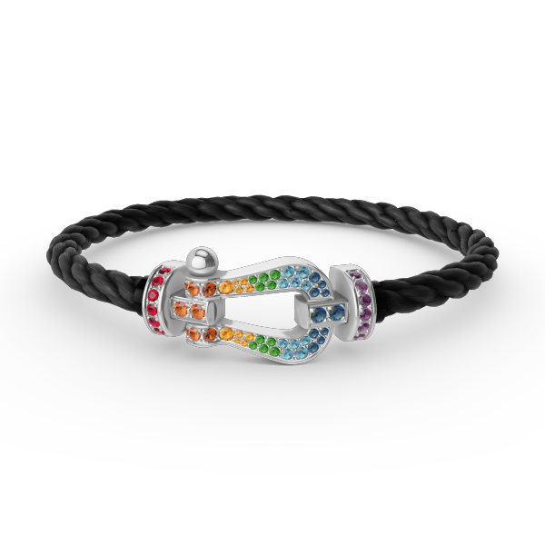 [Lumi Jewellery]FORC LARGE HORSESHOE  COLORED DIAMOND BRACELET SILVER