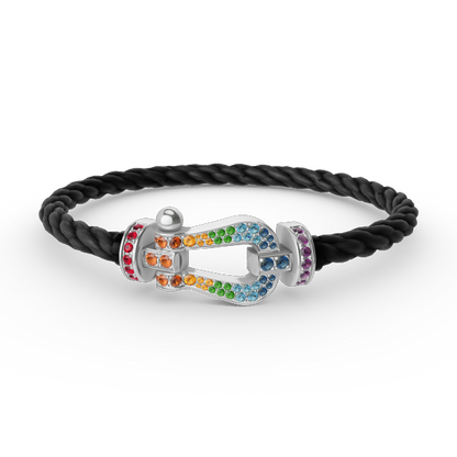 [Lumi Jewellery]FORC LARGE HORSESHOE  COLORED DIAMOND BRACELET SILVER