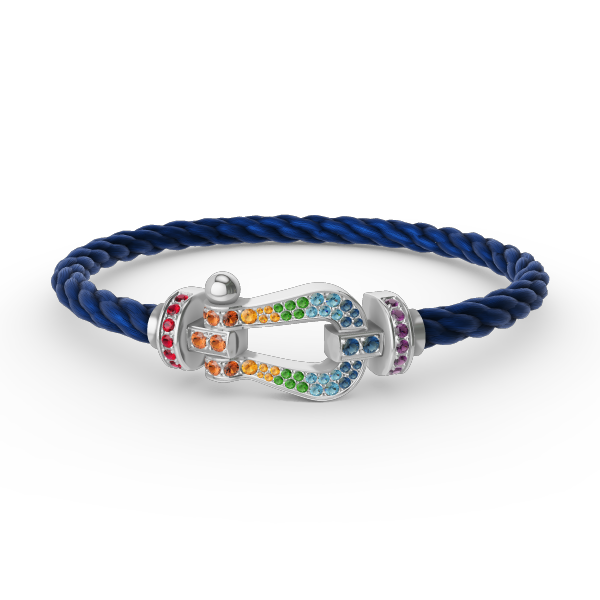 [Lumi Jewellery]FORC LARGE HORSESHOE  COLORED DIAMOND BRACELET SILVER