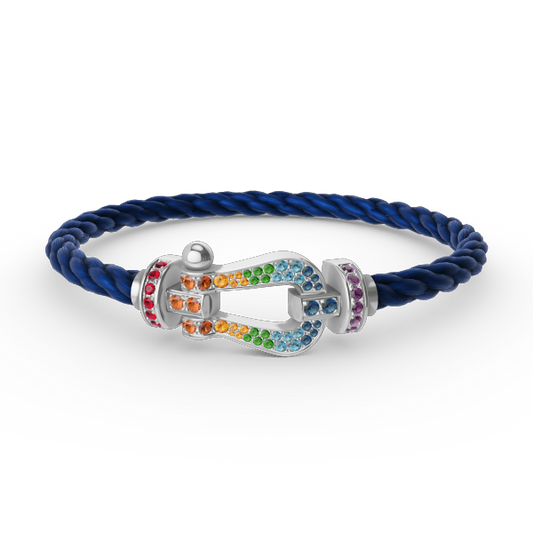 [Lumi Jewellery]FORC LARGE HORSESHOE  COLORED DIAMOND BRACELET SILVER